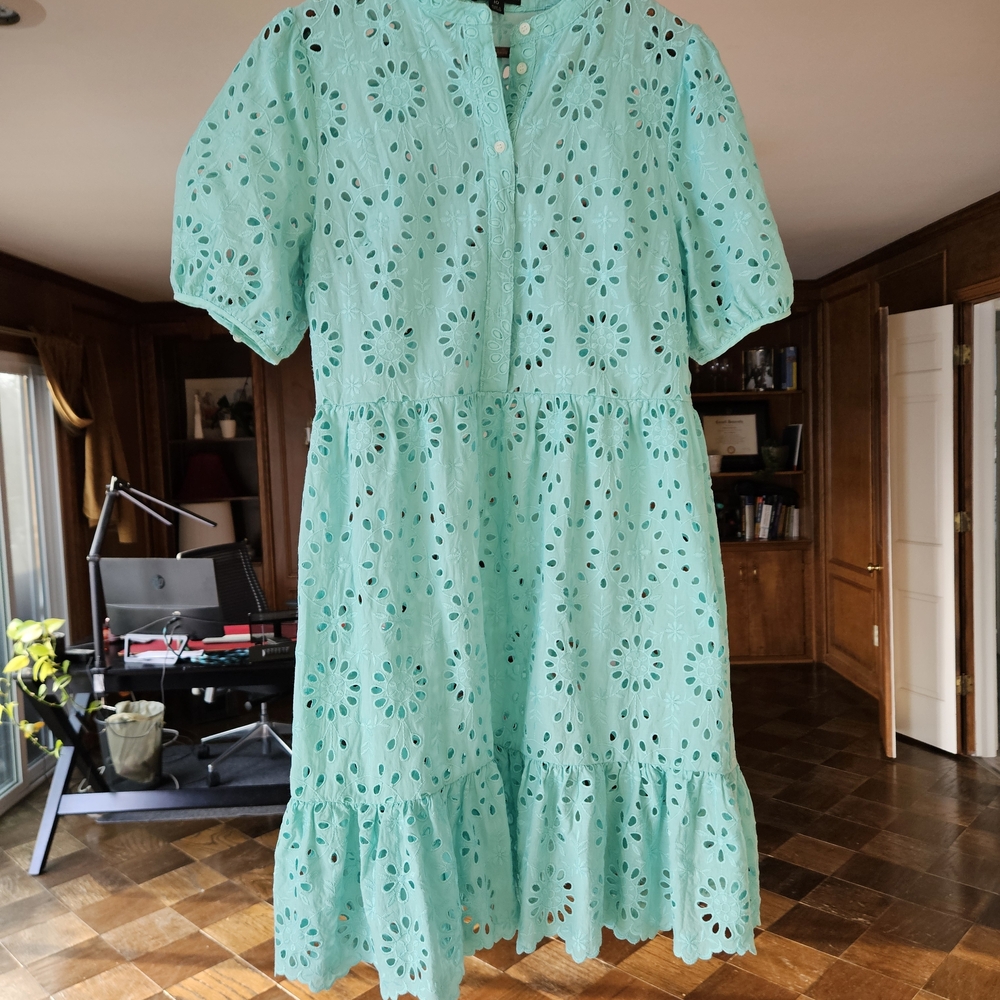 Eyelet Lace Dress in Aqua